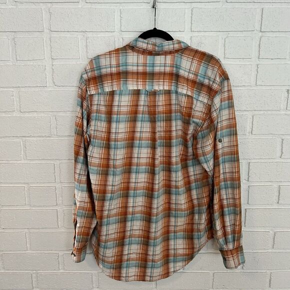 Wolverine Boots Button Up Shirt Mens Medium Plaid Button Collar Roll Sleeve - Picture 2 of 12